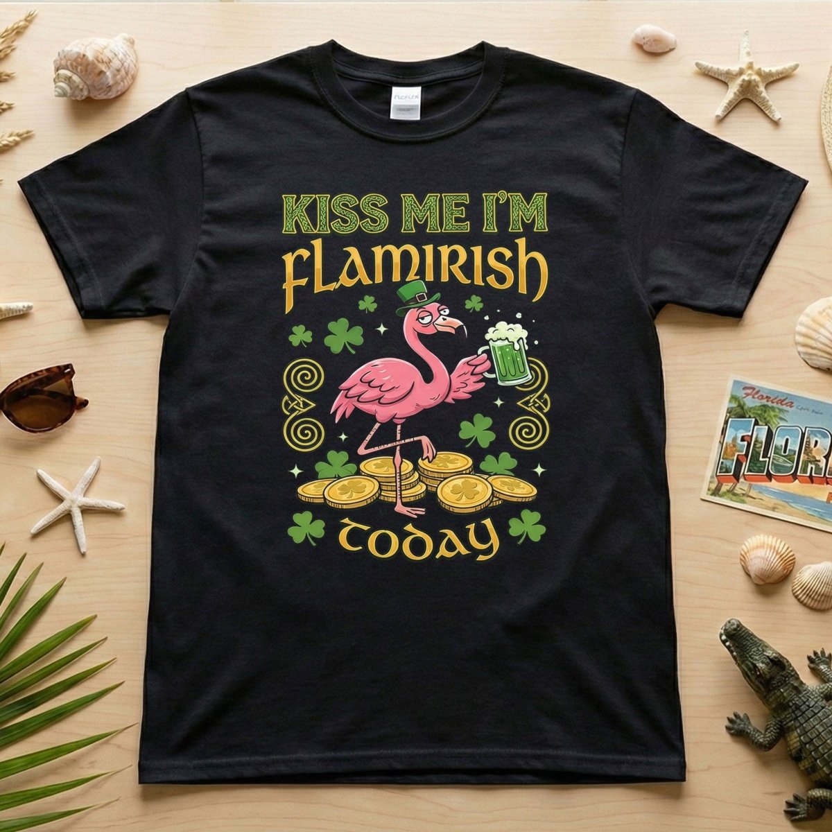 Flamingo Leprechaun Kiss Me Im Flamirish Today Funny St Patricks T Shirt Gift For Flamingo Lover