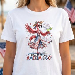 Proud To Be An Amerimingo Party Flamingo July 4th Shirt T Shirt Gift For Flamingo Lover