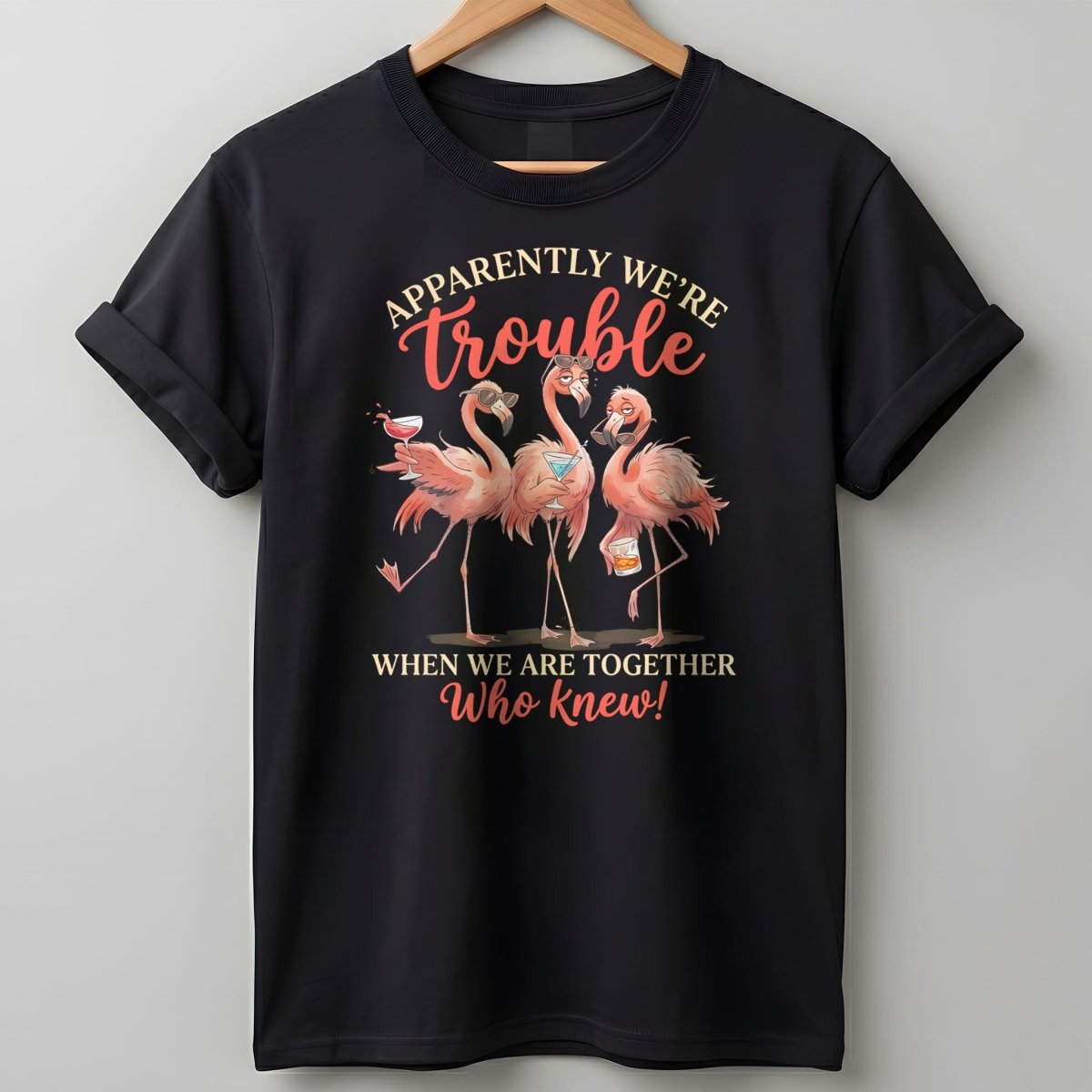 Apparently Were Trouble When We Are Together Funny Flamingo T Shirt Gift For Flamingo Lover