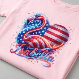 Custom Name Patriotic Sparkle Heart Flamingo July 4th Shirt T Shirt Gift For Flamingo Lover