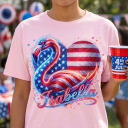 Custom Name Patriotic Sparkle Heart Flamingo July 4th Shirt T Shirt Gift For Flamingo Lover