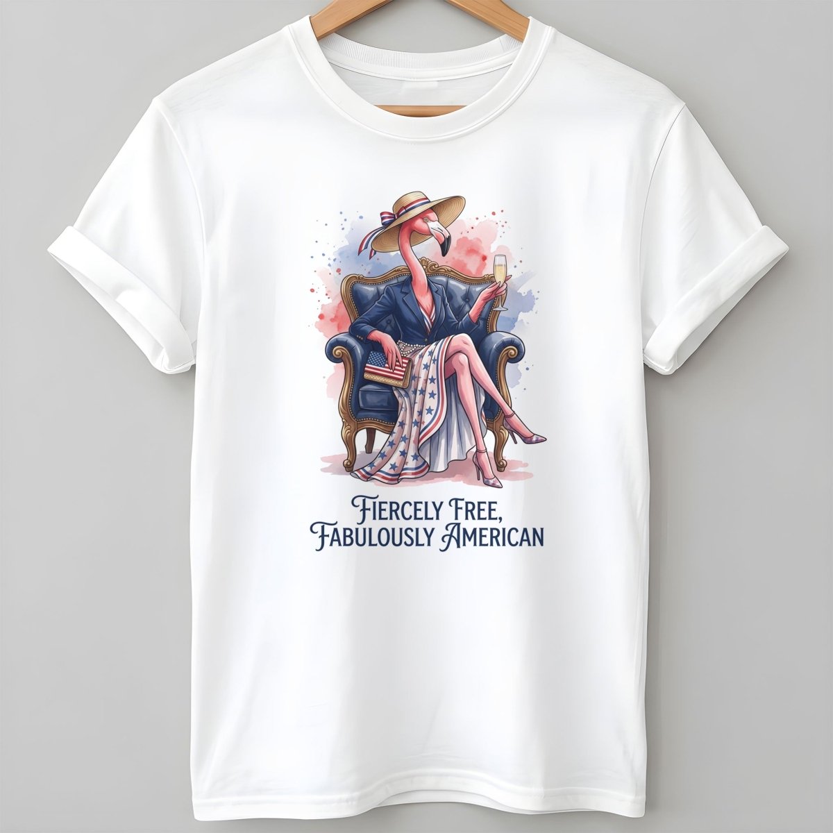Fiercely Free Fabulously American Flamingo July 4th Shirt T Shirt Gift For Flamingo Lover