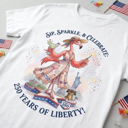 Sip Sparkle And Celebrate 250 Years Of Liberty Flamingo Shirt T Shirt Gift For Flamingo Lover