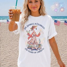 Sip Sparkle And Celebrate 250 Years Of Liberty Flamingo Shirt T Shirt Gift For Flamingo Lover