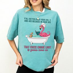 Sassy Flamingo Check Engine Light Shirt Funny 50th Birthday Gift For Women Over 40 T Shirt