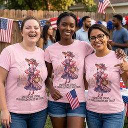 United We Stand In Fabulousness We Trust Flamingo July 4th Shirt T Shirt Gift For Flamingo Lover