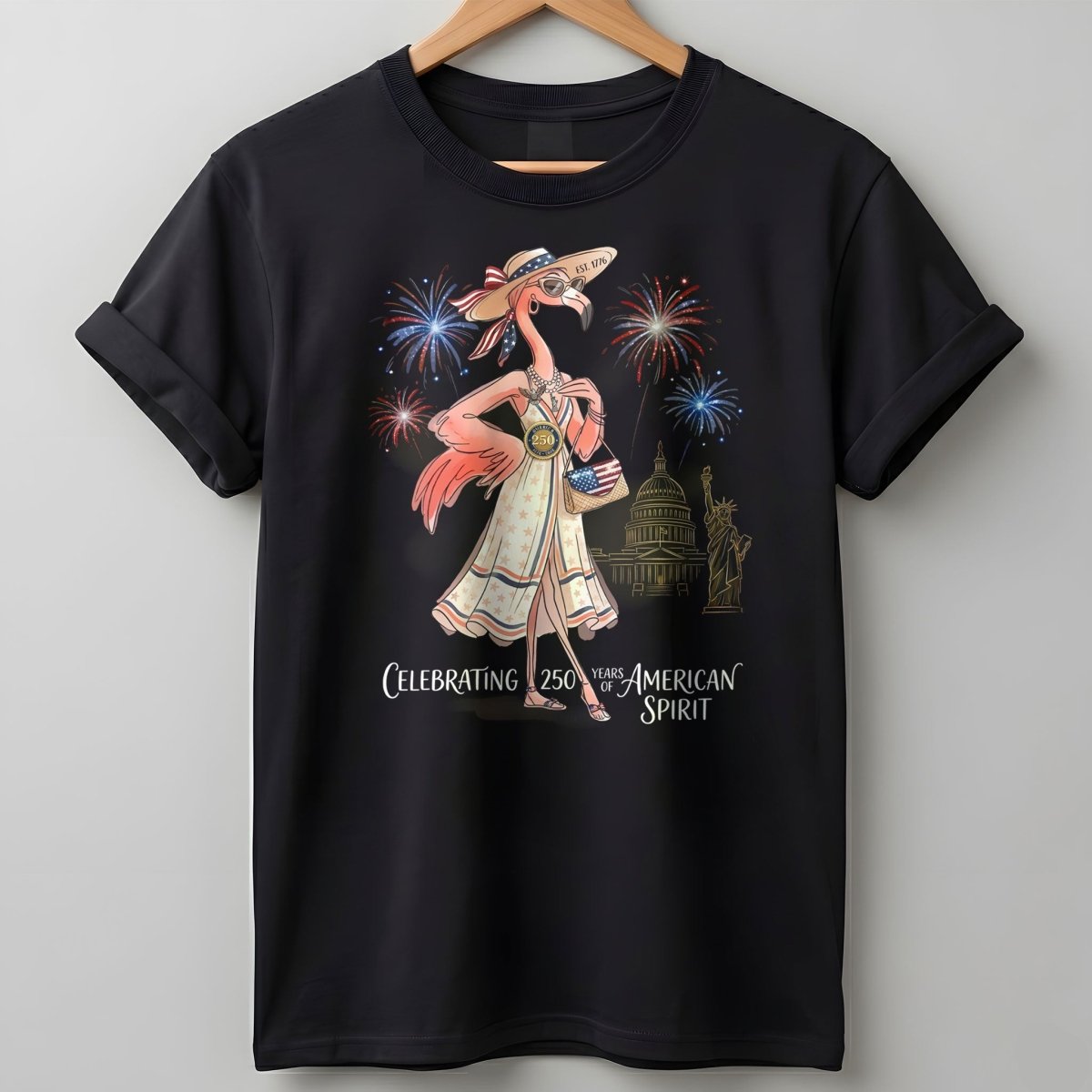 Celebrating 250 Years Of American Spirit Patriotic Flamingo Summer T Shirt Gift For Flamingo Lover