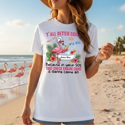 Hilarious Personalized 50th Birthday Flamingo Shirt Check Engine Light Humor Gift For Her T Shirt