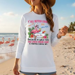Hilarious Personalized 50th Birthday Flamingo Shirt Check Engine Light Humor Gift For Her T Shirt