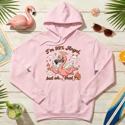 Sassy Flamingo Im 99 Percent Angel Graphic T Shirt Funny Retro Humor Tee For Women Gift For Women