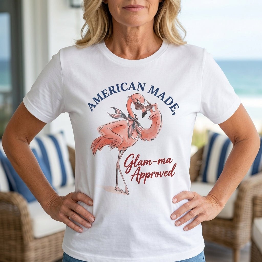 Personalized American Made Glam Ma Patriotic Flamingo Summer T Shirt Gift For Flamingo Lover