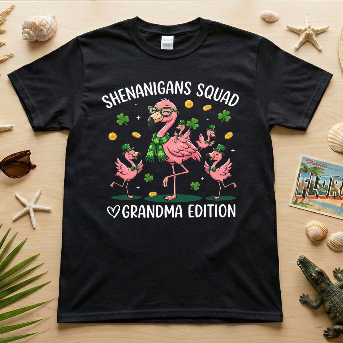 St Patricks Day Shenanigans Squad Flamingo Grandma T Shirt Lucky Irish Family Matching Gift