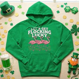 Funny Lets Get Flocking Lucky Flamingo St Patricks Day Festive Irish Womens T Shirt Gift For Women