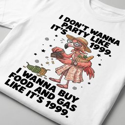 I Dont Wanna Party Like Its 1999 I Wanna Buy Food And Gas Like Its T Shirt Gift For Flamingo Lover