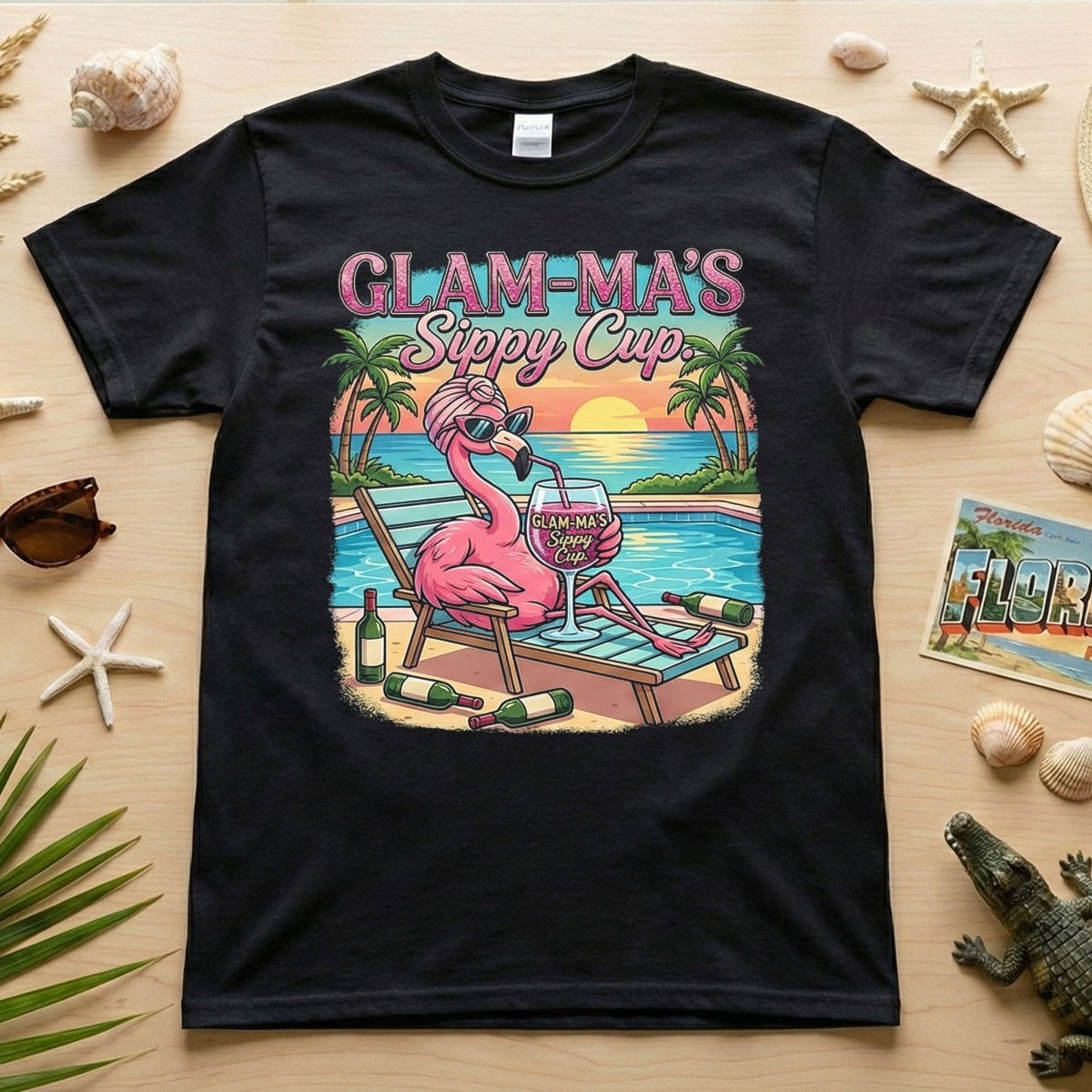 Glamorous Glam Mas Sippy Cup Flamingo T Shirt Funny Tropical Vacation Gift