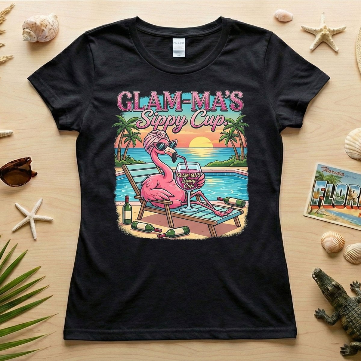 Glamorous Glam Mas Sippy Cup Flamingo T Shirt Funny Tropical Vacation Gift