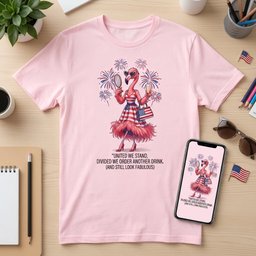 United We Stand Divided We Order Another Drink Flamingo July 4th T Shirt Gift For Flamingo Lover