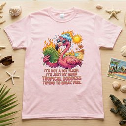 Fiery Tropical Goddess Flamingo Shirt Funny Menopause Hot Flash Tee Gift