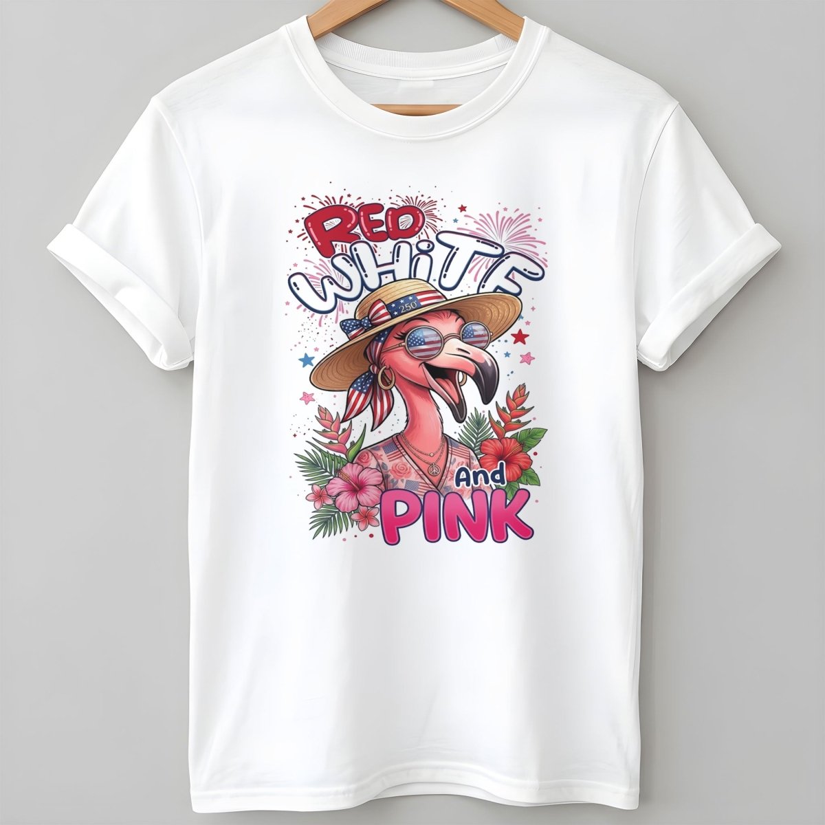 Red White And Pink Patriotic Flamingo July 4th Shirt T Shirt Gift For Flamingo Lover