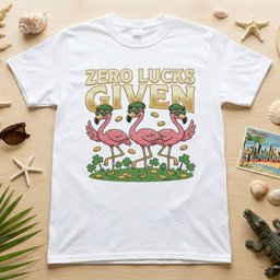Leprechaun Flamingo Zero Lucks Given St Patricks Day Funny Irish T Shirt Gift For Flamingo Lover