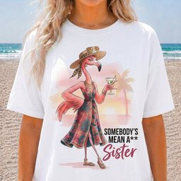 Somebodys Mean A Sister Tropical Flamingo Sassy Shirt T Shirt Gift For Flamingo Lover