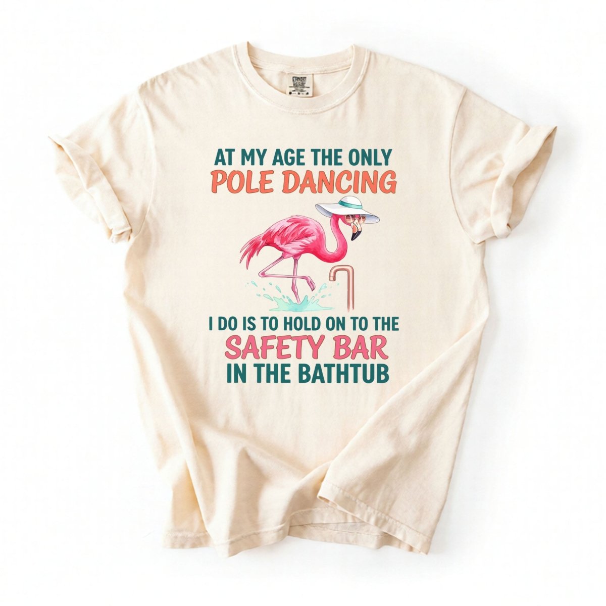 Hilarious Pole Dancing Flamingo T Shirt Funny Age Joke Gift For Women And Mom