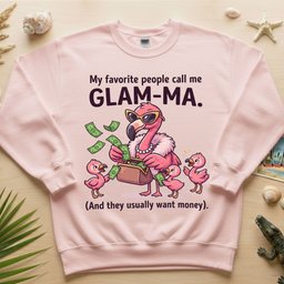 Sassy Glam Ma Flamingo Shirt Funny Grandma Money Graphic Tee Gift