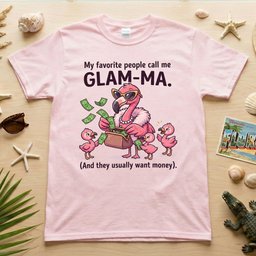 Sassy Glam Ma Flamingo Shirt Funny Grandma Money Graphic Tee Gift