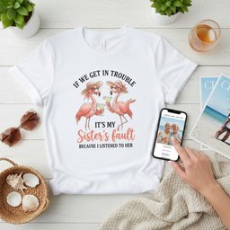 Personalized If We Get In Trouble Its My Sisters Fault Flamingo T Shirt Gift For Flamingo Lover
