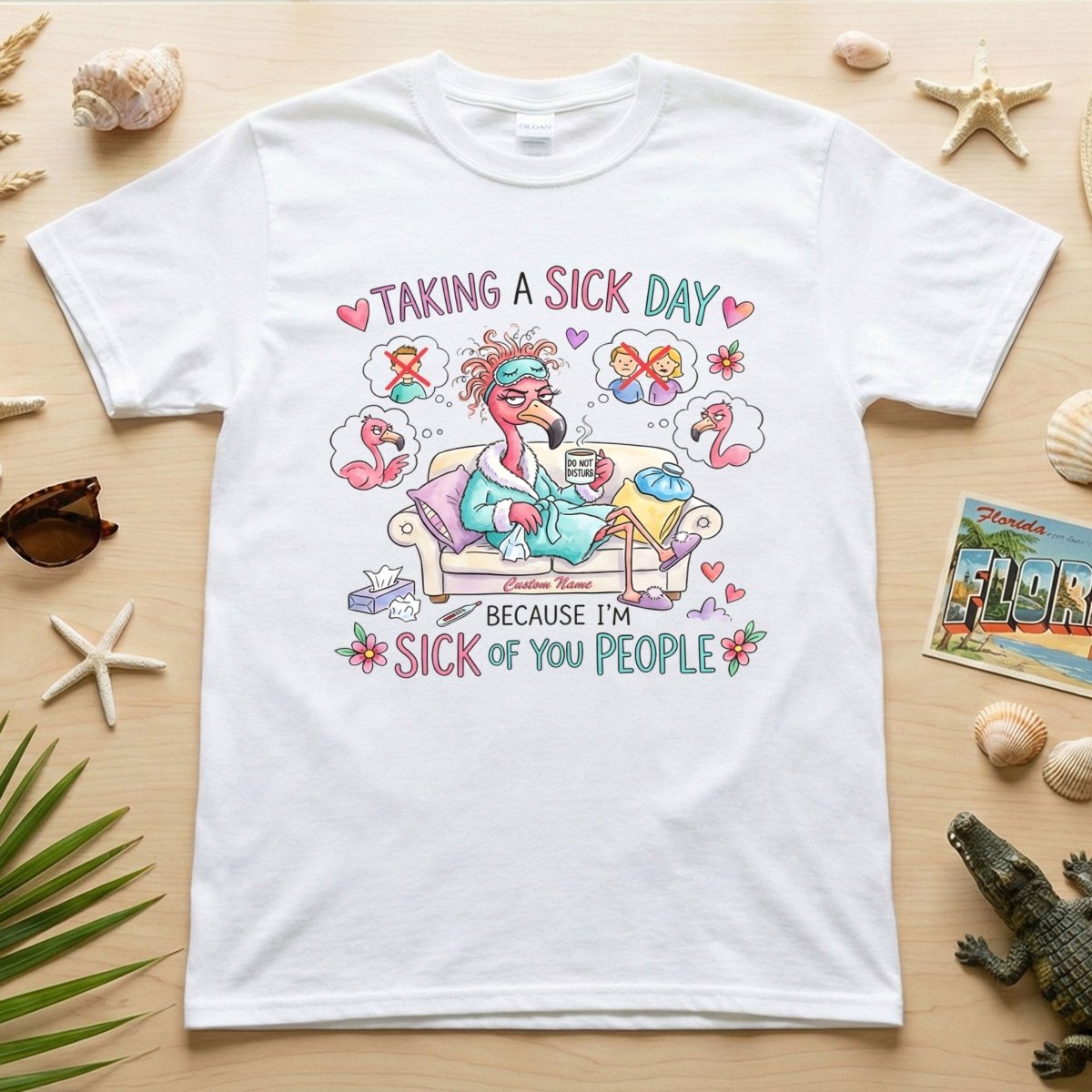 Sarcastic Grumpy Flamingo Sick Of You People Personalized Funny T Shirt Gift For Flamingo Lover