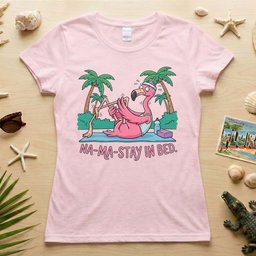 Humorous Flamingo Yoga T Shirt Na Ma Stay In Bed Funny Gift For Glam Ma