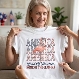 Personalized America Land Of The Free Glam Ma Patriotic Summer T Shirt Gift For Flamingo Lover