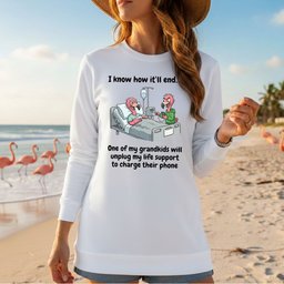 Life Support Grandkids Flamingo Funny Dark Humor Sarcastic Saying T Shirt Gift For Flamingo Lover