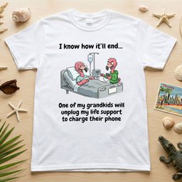 Life Support Grandkids Flamingo Funny Dark Humor Sarcastic Saying T Shirt Gift For Flamingo Lover
