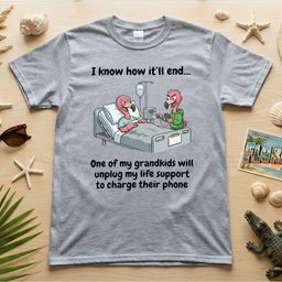 Life Support Grandkids Flamingo Funny Dark Humor Sarcastic Saying T Shirt Gift For Flamingo Lover