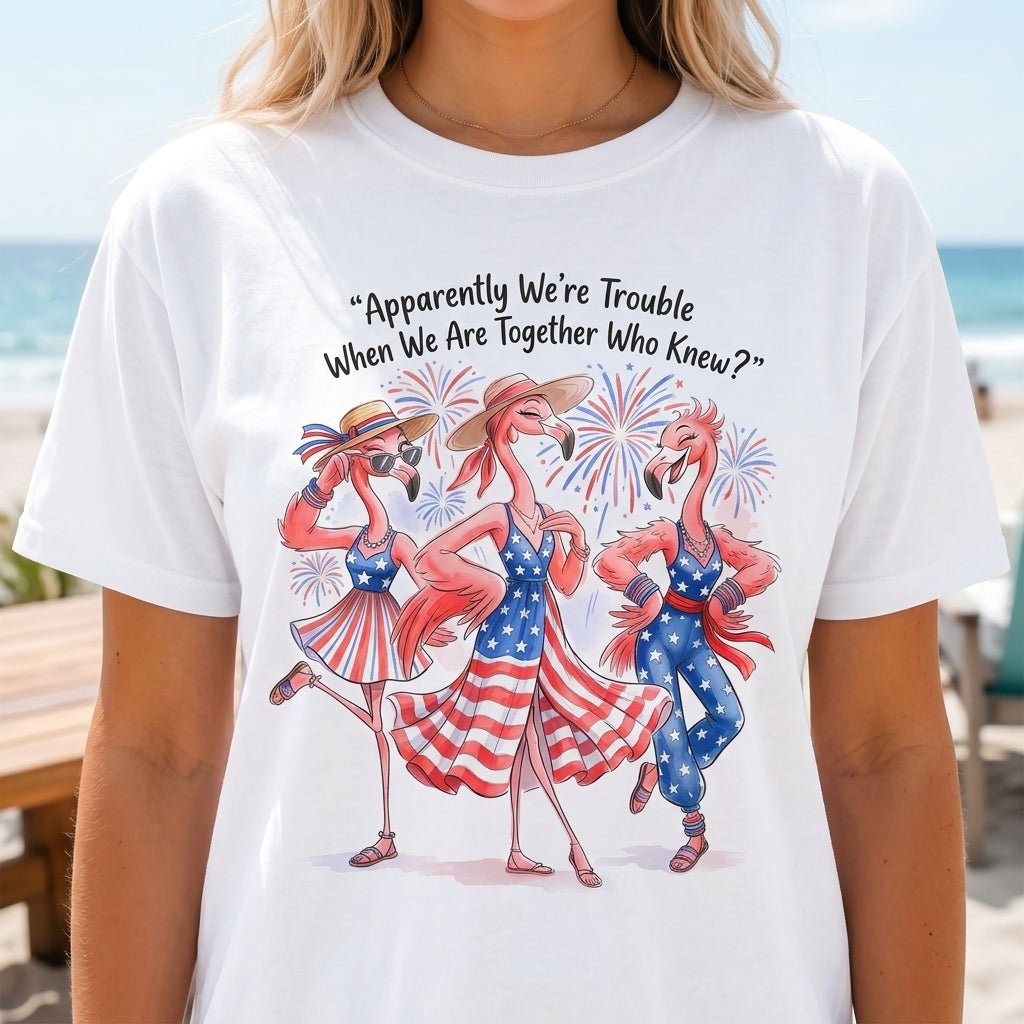 Apparently Were Trouble When We Are Together Flamingo Besties Shirt T Shirt Gift For Flamingo Lover