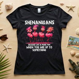 Shenanigans Funny Flamingo Graphic Because Life Is More Fun Saying T Shirt Gift For Flamingo Lover