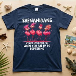 Shenanigans Funny Flamingo Graphic Because Life Is More Fun Saying T Shirt Gift For Flamingo Lover