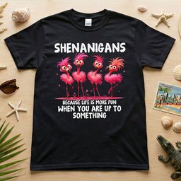 Shenanigans Funny Flamingo Graphic Because Life Is More Fun Saying T Shirt Gift For Flamingo Lover