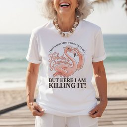 Personalized I Never Dreamed Id Be A Fabulous Grammingo Killing IT T Shirt Gift For Flamingo Lover