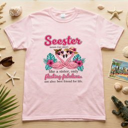 Flocking Fabulous Seester Flamingo T Shirt Funny Sister Best Friend Gift