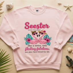 Flocking Fabulous Seester Flamingo T Shirt Funny Sister Best Friend Gift