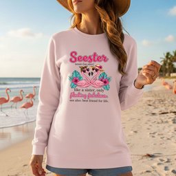 Flocking Fabulous Seester Flamingo T Shirt Funny Sister Best Friend Gift