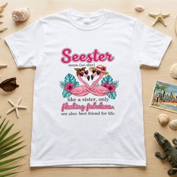 Flocking Fabulous Seester Flamingo T Shirt Funny Sister Best Friend Gift