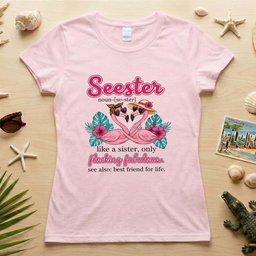 Flocking Fabulous Seester Flamingo T Shirt Funny Sister Best Friend Gift