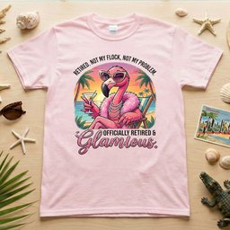 Sassy Glamorous Retired Flamingo T Shirt Not My Flock Funny Retirement Gift