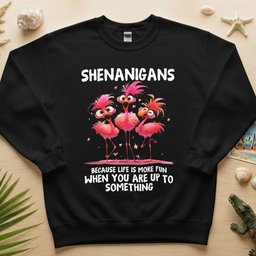 Shenanigans Funny Flamingo Graphic T Shirt Life Is More Fun Saying Tee Gift For Flamingo Lover