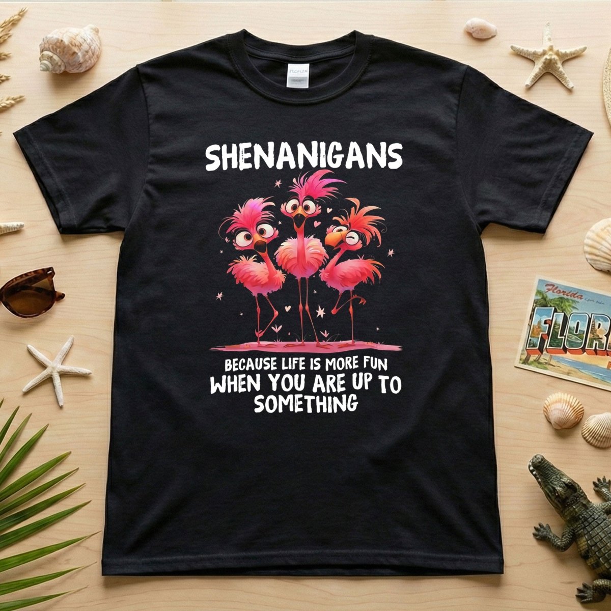 Shenanigans Funny Flamingo Graphic T Shirt Life Is More Fun Saying Tee Gift For Flamingo Lover