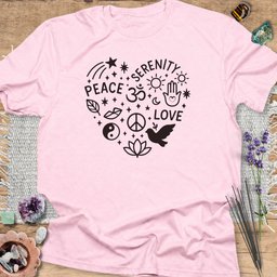 Boho Peace Heart T Shirt Gift For Yoga Lover