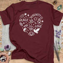 Boho Peace Heart T Shirt Gift For Yoga Lover